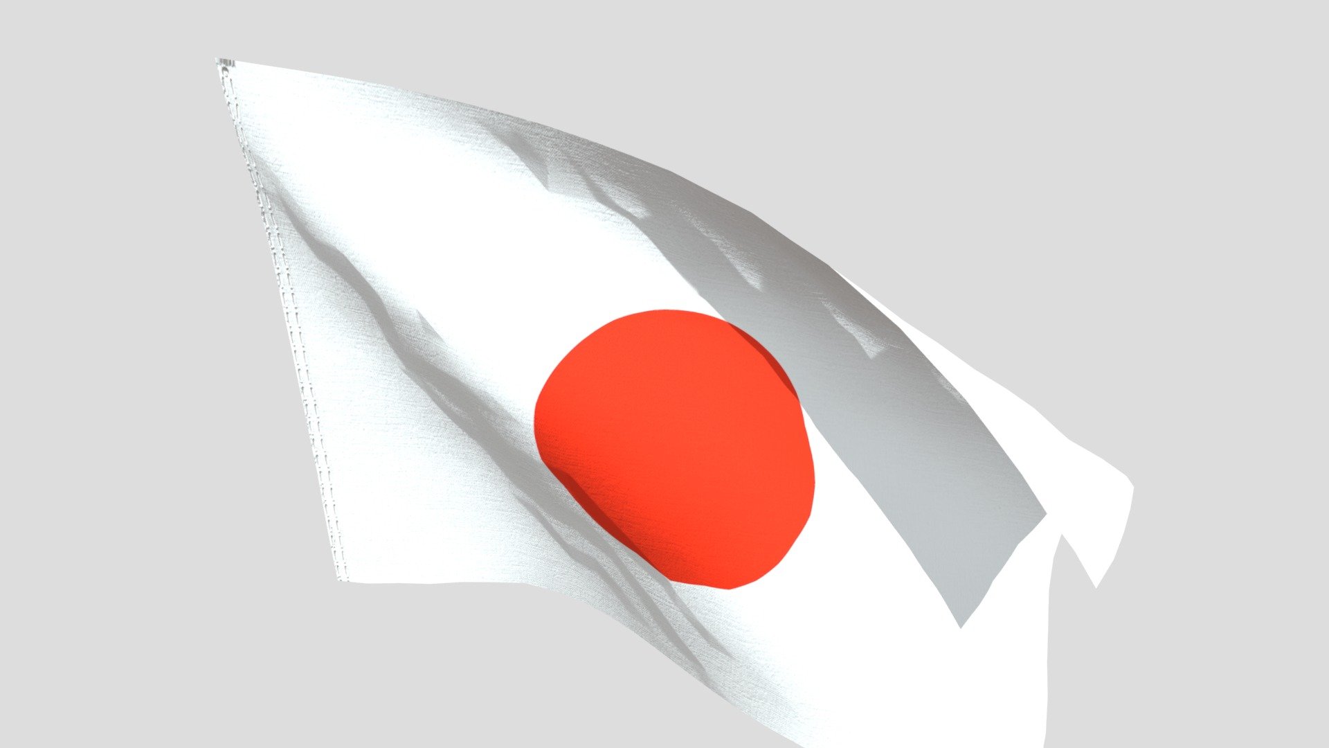 The national flag of Japan is a rectangular white banner bearing a crimson-red circle at its center. This flag is officially called the Nisshōki,