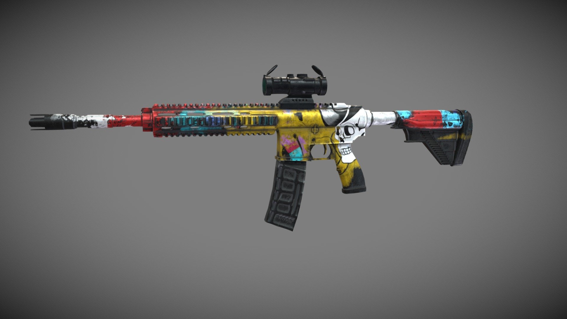 3D model m416 game lowpoly PBR