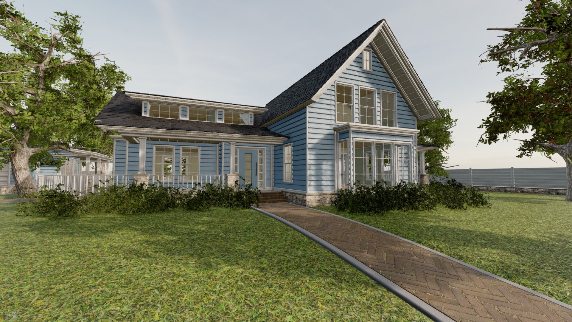 Working on moving my store to https://www.fab.com/sellers/SHCreations
Youtube video (Video shows a furnished version of this house, but the actual download is based on the sketchfab model without furniture)




NOTE: (as of 2023) To make this model more accessible for all: All licensed textures have been replaced by copyright-free (cc0) textures.

Blender Eevee

This scene is designed and optimised around eevee. all the lighting and reflections are baked in by using a irradiance volume and reflection cubes. This engine is perfect to make animations that are rendered quick. Every new asset added to this scene will automaticly adopt the lighting and reflections.

The blender file is attached, from there its possible to export it to other file formats.