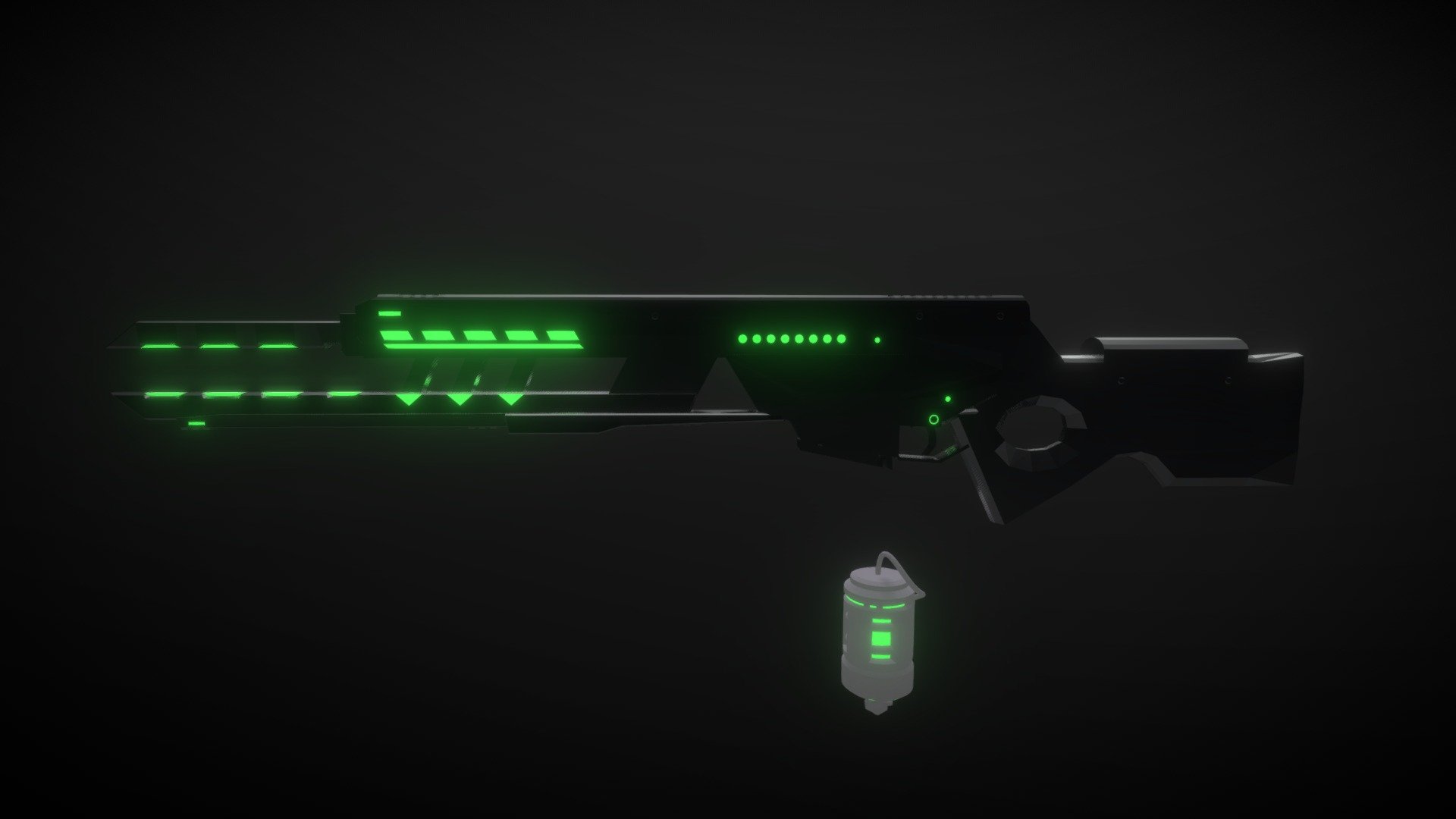 READ BEFORE DOWNLOADING PLEASE:
I decided to release this model of Uzi's a railgun from Murder Drones!
Warning: I used a lot of materials while animating, so it may not be decent. The aim was overall dimensional accuracy (like shape and size) and not fanciness (little details, textures, or any other uzi's additions) of the weapon.
Aaaand it's just a .blend file where the railgun spins, that's why the preview is kinda clunky.
Just put this file in blender and do whatever you want with this model&hellip; change materials, texture it, export it, improve it, put it in games etc&hellip; it's all up to you for now.

And, if you will use it anywhere, crediting Me and Murder Drones series would be appreciated! Thank you!
Check out Tenn54's model! it's awesome!
Also check out eyewhel3's model of railgun, it's way more optimized than mine!