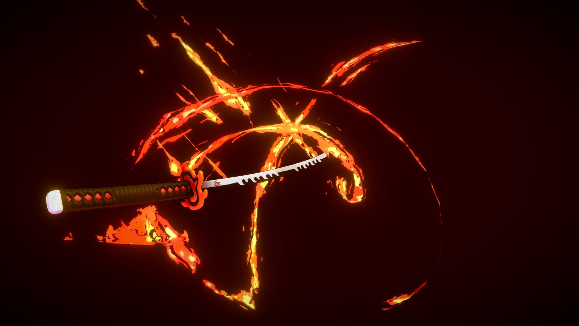 A while ago I started the anime of Demon Slayer, because of the incredible visual effects I thought about how I could recreate one of those moments with the swords, so I chose to make the new sword of the protagonist Tanjiro, and recreate one of those incredible effects of the anime I hope you like it.
