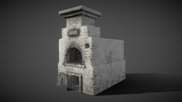 Old Soviet Stove (Pechka) brick, heat, soviet, bake, oven, stove, fire, olson, firewood, izba, blender, pbr, lowpoly, home, village, gameready