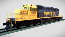 Locomotive Diesel/Electric EMD SD40-2 Realistic train, diesel, railway, station, station-wagon