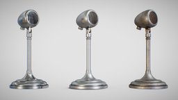 Microphone - American D5T (Clean, Used & Dirty) music, b3d, studio, vintage, retro, broadcast, recording, equipment, audio, clean, vr, ar, american, dirty, record, mic, metal, realistic, tool, old, microphone, realism, concert, song, sing, podcast, singing, karaoke, blender, pbr, lowpoly, radio