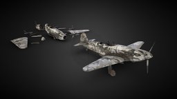 Yakovlev Yak-3 historic, ww2, airplane, fighter, soviet, xnormal, russian, quixel, aircraft, yak, yak3, asset, 3d, blender, vehicle, plane