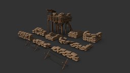 Sandbags - Defense line tower, watchtower, towerdefense, fps, sandbags, wire, sandbag, defence, barbedwire, pbr