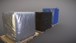 Cargo Box Pallet Stacks Pack - 3 Models crate, storage, pallet, wooden, packaging, warehouse, transport, forklift, airport, cardboard, shipping, distribution, cargo, box, package, manufacturing, logistic, factory, container, industrial