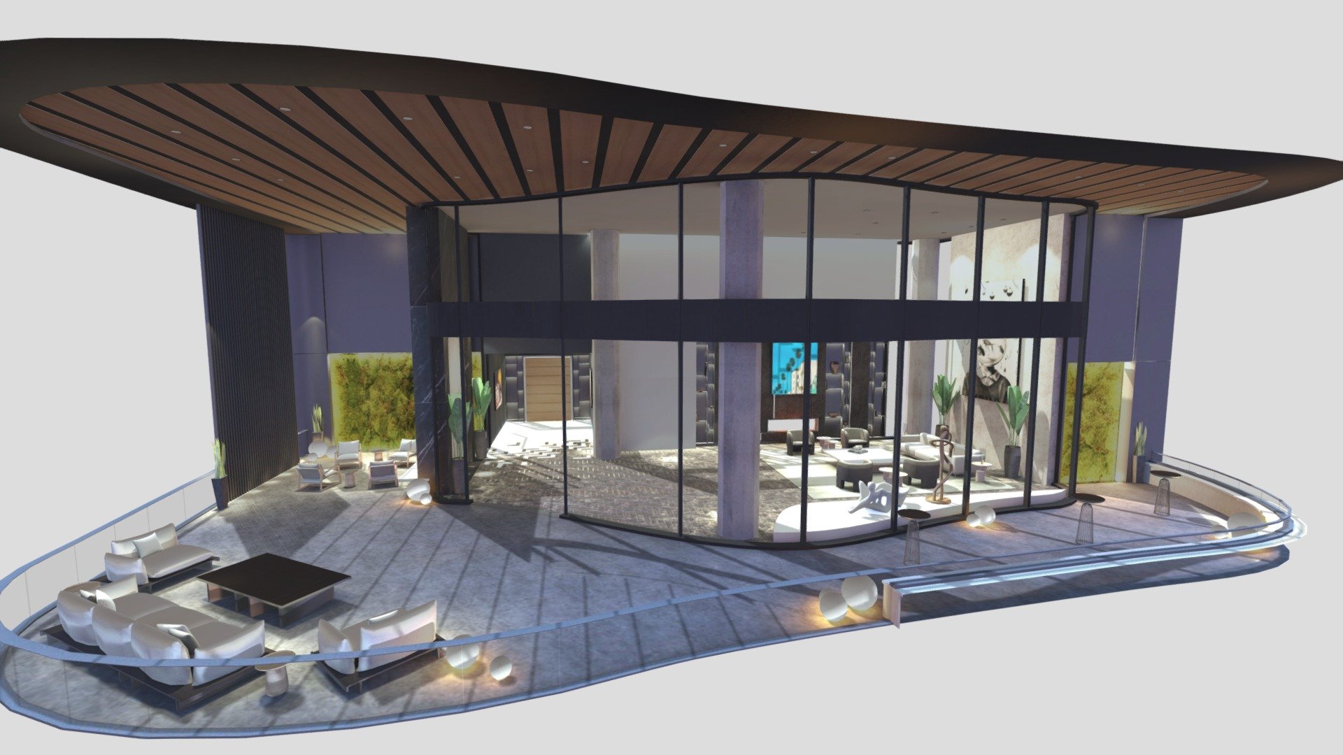 Tokyo Skyloft Luxury Metaverse Apartment. High-end penthouse apartment with high cielings, large outdoor patio and seating areas, sculpture and artwork on the walls. Baked lighting and textures. This space uses a separate collision layer underneath this high-poly model: https://skfb.ly/oCUUx

This metaverse environment is only available as a default template on Vatom Spaces - spaces.vatom.com

Sign up for a free account now for your own infinite* metaverse space, with 1GB of storage and up to 25 guests at a time for free. Upload any GLBs to create and customize your environment.