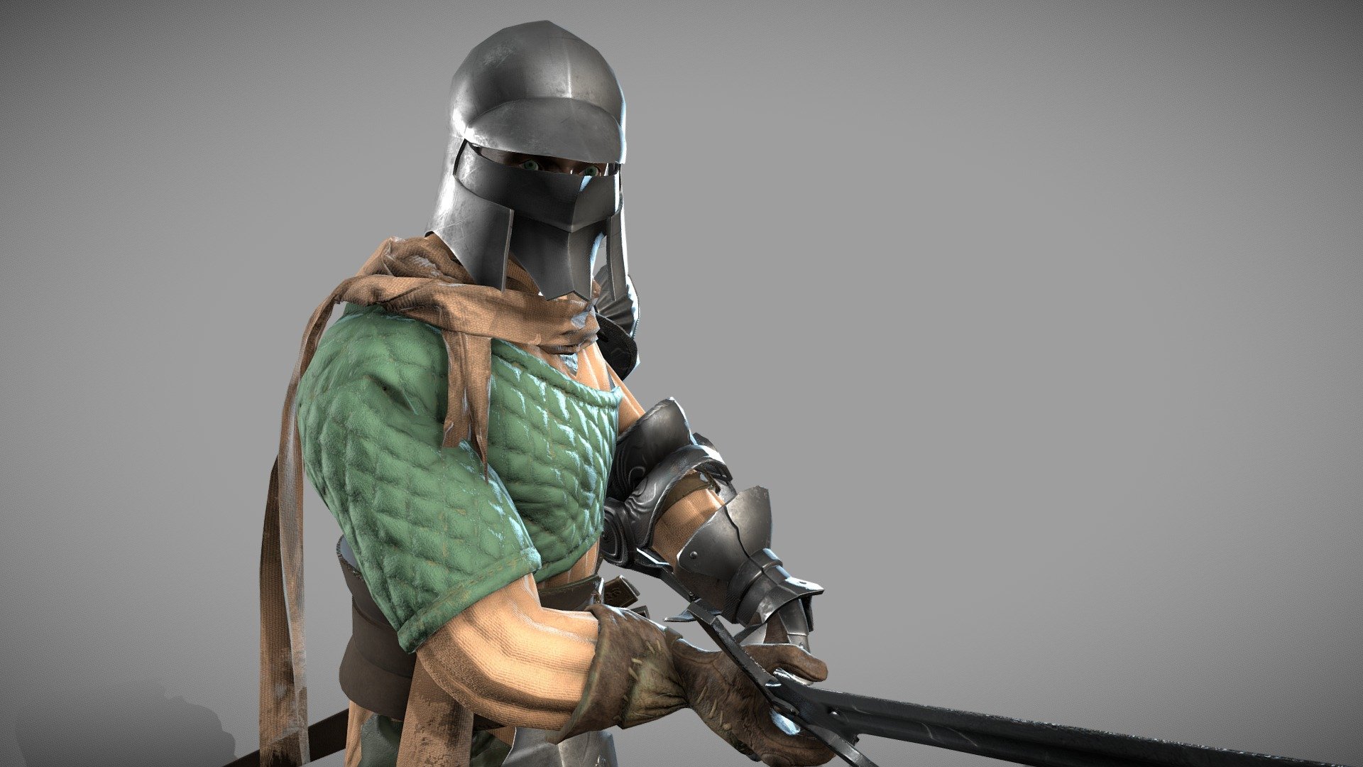 Custom low poly character made from scratch for a fantasy scene. Influences taken from fantasy art from the 80's-90s. Tried to keep the outfit rooted in reality while still being purely fantastical. High poly model sculpted in Marvelous Designer and Z-brush, texturing in Substance 3D painter. Rigging and anmimation were done in Maya using Advanced Skeleton, with a Motion Capture base taken using Plask. Tried to keep it as low poly as humanly possible while still making the details stand out. I think maybe I was a bit too conservative in places, but I'm happy with the overall result.