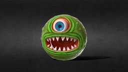 Fear the Ball creature, game-ready, low-poly cute, fun, sphere, critter, alien, game-ready, fear, kritter, low-poly, creature, monster, ball, funny, horror