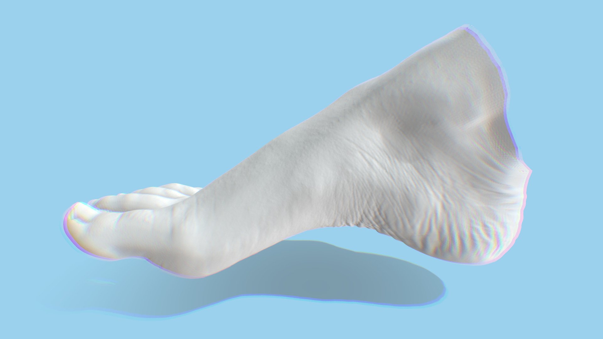 a textureless scan of a woman's foot made with the Artec Space Spider and cleaned up in Blender.