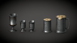 Medieval Cups Hero Prop drink, medieval, alcohol, cups, ale, heroprop, medieval-prop, medievalfantasyassets, highpoly