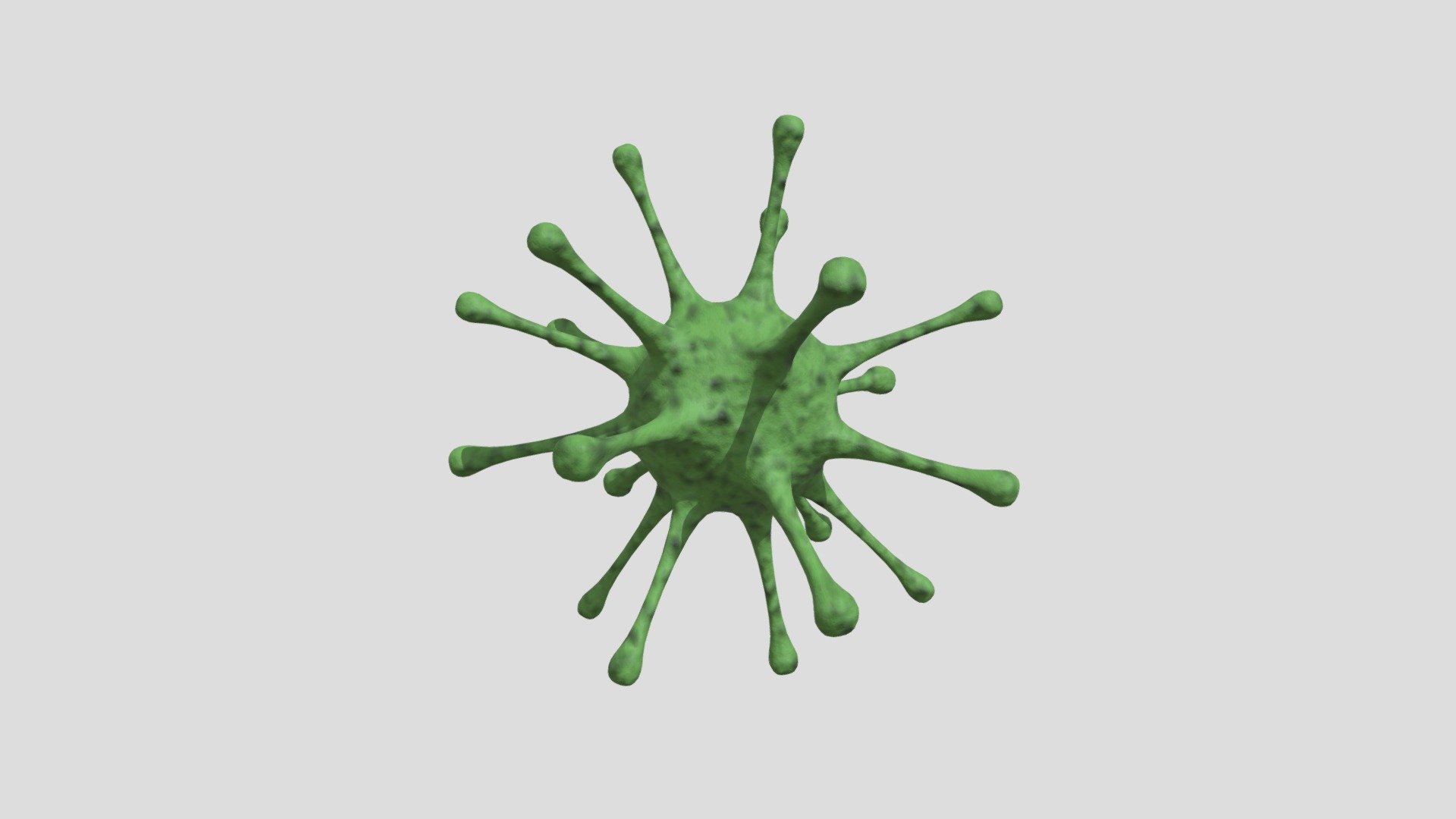 Textures: 2048 x 2048, Two colors on texture: Green and black colors.

Has Normal Map: 2048 x 2048.

Rigged.

Materials: 1 - Virus.

Smooth shaded.

Non-Mirrored.

Subdivision Level: 1

Origin located on middle-center.

Polygons: 10560

Vertices: 5282

Formats: Fbx, Obj, Stl, Dae.

I hope you enjoy the model!