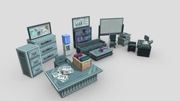 Office Furniture Pack games, furniture, blockbench, minecraft, lowpoly, pixetart