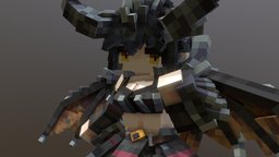 Monster Hunter-Nergigante girl monsterhunter, blockbench, minecraft, lowpoly, nergigante