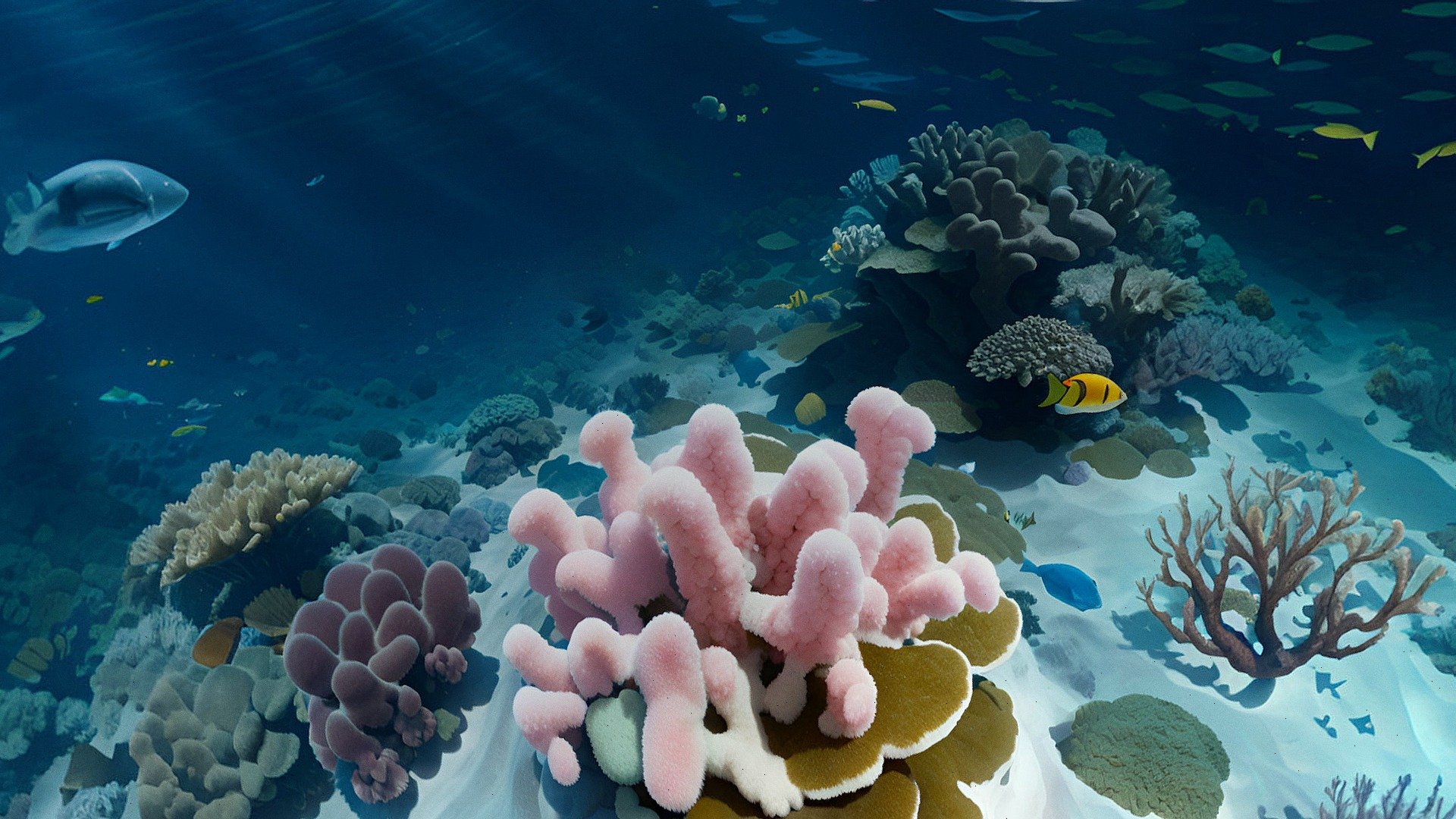 Welcome to the Inside Beautiful Sea 360 Panorama Environment, an awe-inspiring undersea paradise that will immerse you in the wonders of the deep blue ocean.
Colorful coral reefs, like underwater gardens, sprawl across the ocean floor, boasting a kaleidoscope of hues that include vibrant oranges, striking pinks, and lush greens. The corals provide shelter for a myriad of marine creatures, from small, elusive seahorses to elegant, gliding rays.

Schools of fish traverse through the water, moving as one harmonious entity, their scales catching the light as they dart past, creating an ethereal spectacle. You may spot graceful dolphins gliding effortlessly through the water, or catch a glimpse of the majestic humpback whales as they traverse the depths on their migratory journey.

Beautiful hyper realistic (A Journey Through under water) skybox. Perfect for beautiful, penoroma environments, AR,VR and your rendering scene.

panorama texture: 6144 x 3072

used: AI, Photoshop