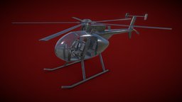 Little Bird MH-6 (low poly) littlebird, unrealengine, ah64, unity, low-poly, pbr, lowpoly, gameasset, helicopter, gameready
