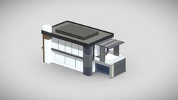 Modern home - 3D low-poly building scene, modern, landscape, glass, house, home, city, decoration