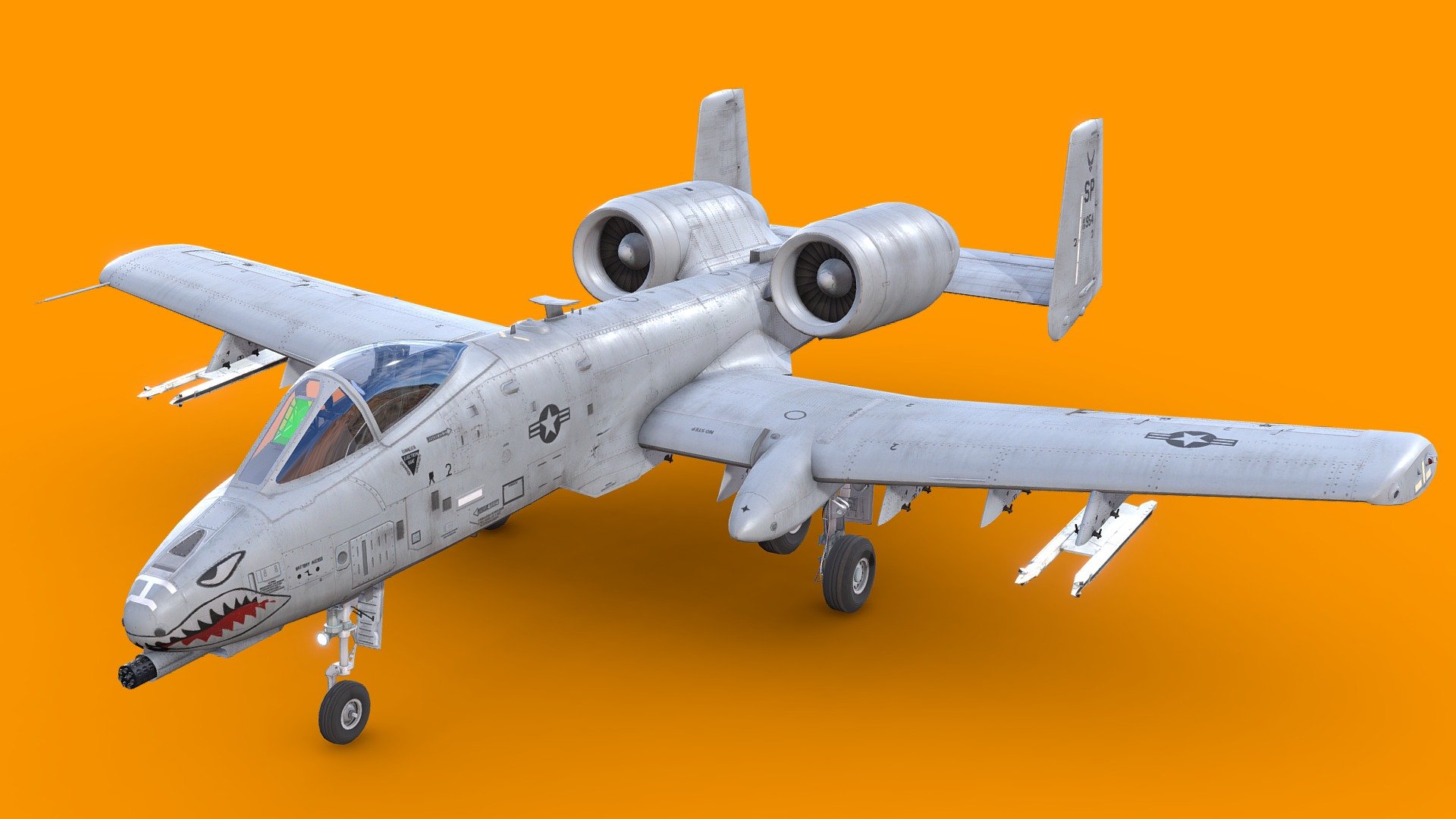 Can't be used in any commercial work, only for personal use!

The Fairchild Republic A-10 Thunderbolt II is a single-seat, twin-turbofan, straight-wing, subsonic attack aircraft developed by Fairchild Republic for the United States Air Force (USAF). In service since 1976, it is named for the Republic P-47 Thunderbolt, but is commonly referred to as the &ldquo;Warthog