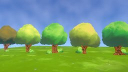 Illustrative Nature 2D - Stylized Nature trees, tree, sky, grass, toon, childrens, kids, flower, child, flowers, outside, park, outdoor, 2d, nature, artist, 25d, illustration, bushes, cartoon, book, art, animation, stylized, anime, environment, illustrative, grassblade, illustrations, toontrees, noai