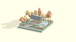 Autumn Cartoon House 3d Illustration Scene trees, tree, forest, toon, buildings, auckland, isometric, illustration, renderbunny, render, architecture, cartoon, game, 3d, art, texture, lowpoly, gameart, low, poly, house, cinema4d, building, sketchfab, c4d, simple, gameready