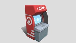 Cosy World - ATM prop, atm, cosy, handpaintedtextures, cashmachine, unity, cartoon, 3d, lowpoly, gameasset, stylized, simple, noai, automatictellmachine
