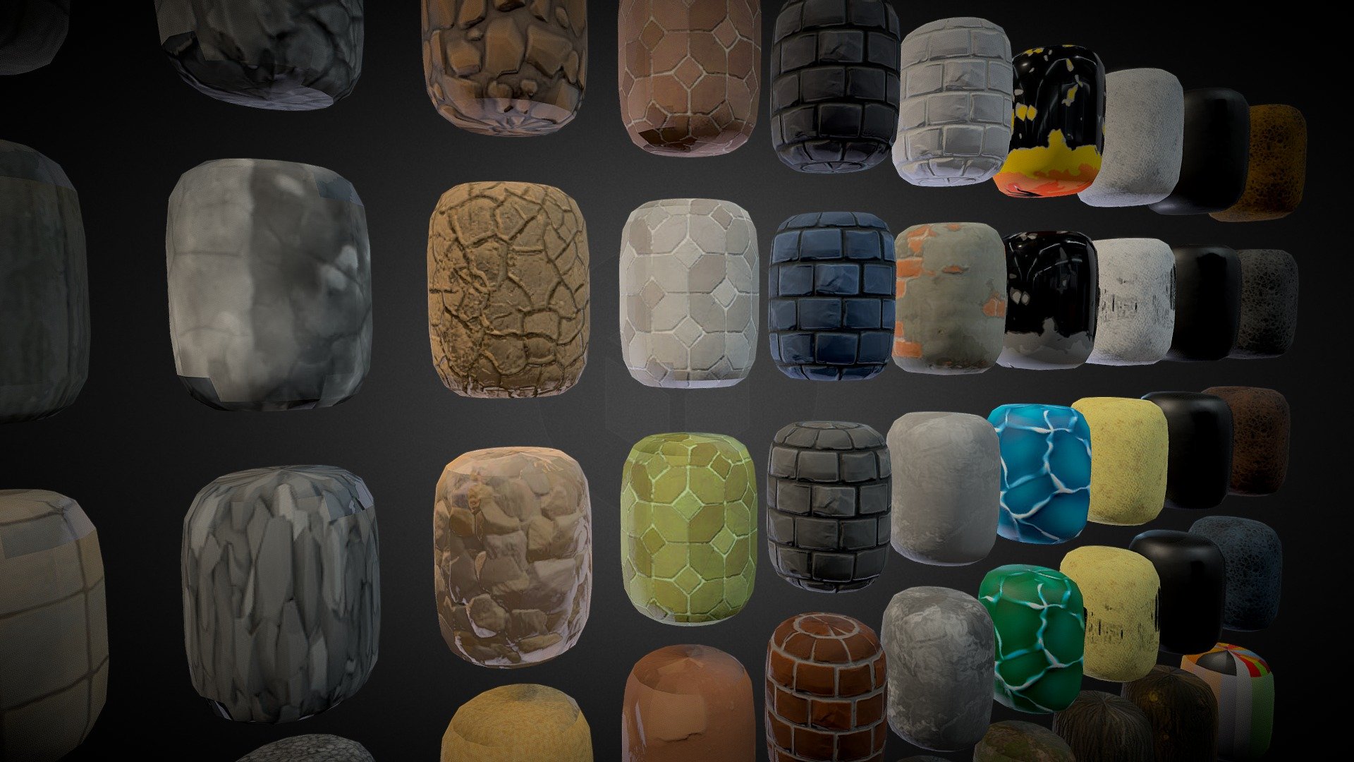 Please visit my itch page to download the Blender file &amp; textures pack. 
https://bukkbeek.itch.io/

50+ textured materials &amp; animated fire and smoke materials for FREE.

Thanks for downloading Material LIB library from BUKKBEEK
These materials are made using the assets in Material Maker and many more sources 
Visit Material Maker: https://www.materialmaker.org/

Visit Bukkbeek at: @bukkbeek
    Itch.io | Facebook | Instagram | YouTube | Sketchfab