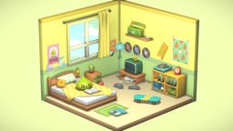 Slime's Bedroom room, cute, slime, maplestory, isometric, blender