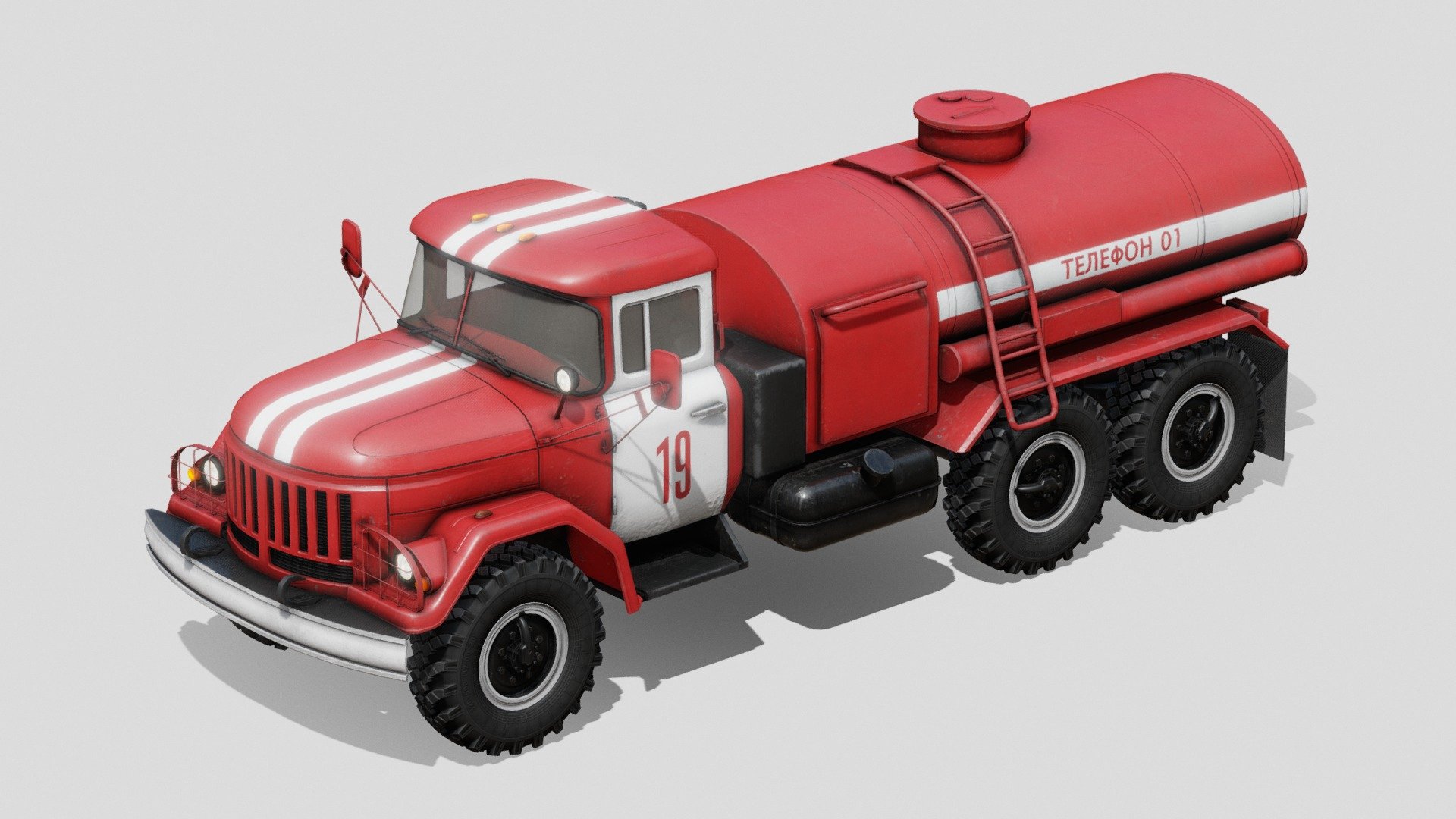 GET IT ON FAB
General purpose 3.5 tonne 6x6 army truck designed in the Soviet Union. Here, in Water Tanker Truck version.

Separate materials for: cabin, interior, glass, frame, wheel and tank.

Wheels are separate objects.

4k PBR textures for cabin, interior and tank. 2k for frame and wheel. 1k for the glass.

Textures for glass and command module with alpha transparency.