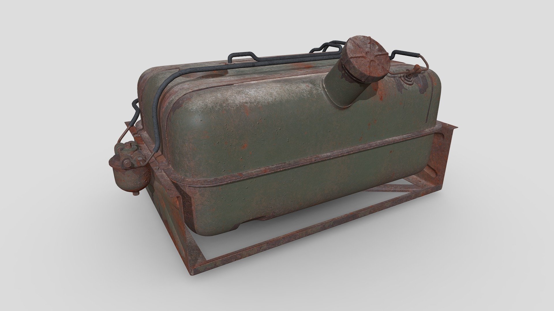 3d model ZIL-157_Fuel tank_Rusty_Green / 3d модель ЗИЛ-157_Топливный бак_Ржавый_Зеленый.
