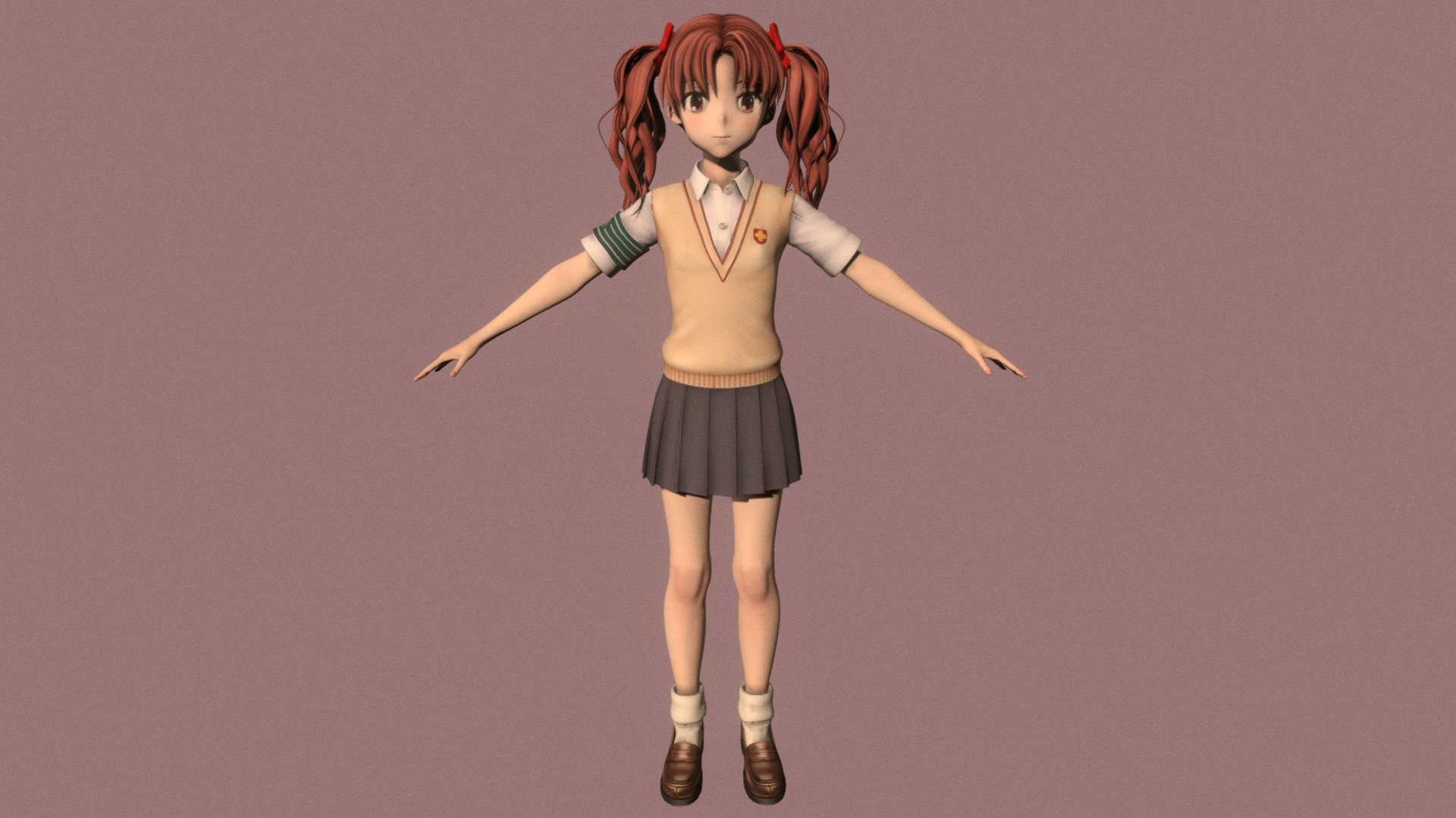 T-pose rigged model of anime girl Kuroko Shirai (A Certain Scientific Railgun).

Body and clothings are rigged and skinned by 3ds Max CAT system.

Eye direction and facial animation controlled by Morpher modifier / Shape Keys / Blendshape.

This product include .FBX (ver. 7200) and .MAX (ver. 2010) files.

3ds Max version is turbosmoothed to give a high quality render (as you can see here).

Original main body mesh have ~7.000 polys.

This 3D model may need some tweaking to adapt the rig system to games engine and other platforms.

I support convert model to various file formats (the rig data will be lost in this process): 3DS; AI; ASE; DAE; DWF; DWG; DXF; FLT; HTR; IGS; M3G; MQO; OBJ; SAT; STL; W3D; WRL; X.

You could purchase my model at: bit.ly/41y1JDe

And I can make commission models.

If you have any questions, please contact me via my email 3d.eden.project@gmail.com.