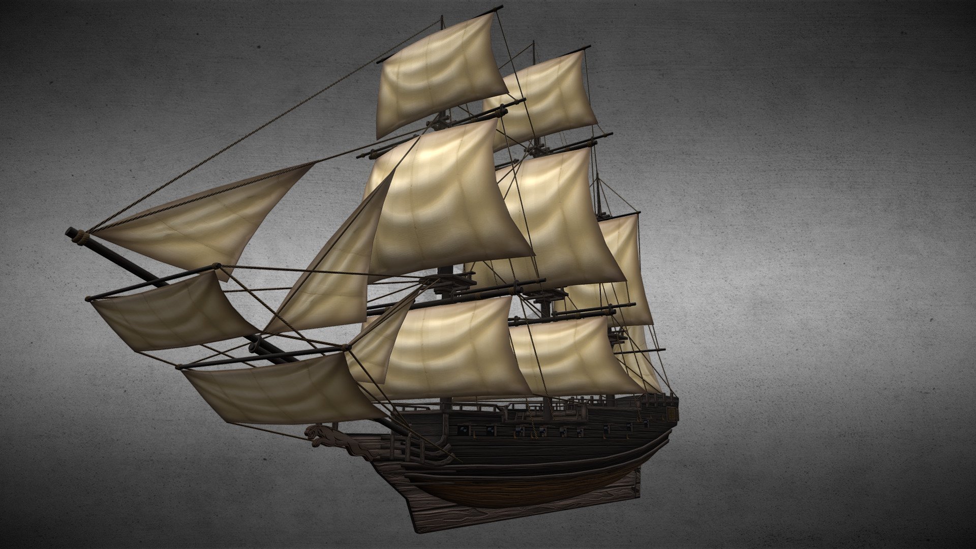 Galleons were large, multi-decked sailing ships first used as armed cargo carriers by European states from the 16th to 18th centuries during the age of sail and were the principal vessels drafted for use as warships until the Anglo-Dutch Wars of the mid-1600s. Galleons generally carried three or more masts with a lateen fore-and-aft rig on the rear masts, were carvel built with a prominent squared off raised stern, and used square-rigged sail plans on their fore-mast and main-masts.