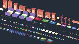 Cartoon Room Assets room, style, cartoonish, furniture, nerd, cartoon, stylized