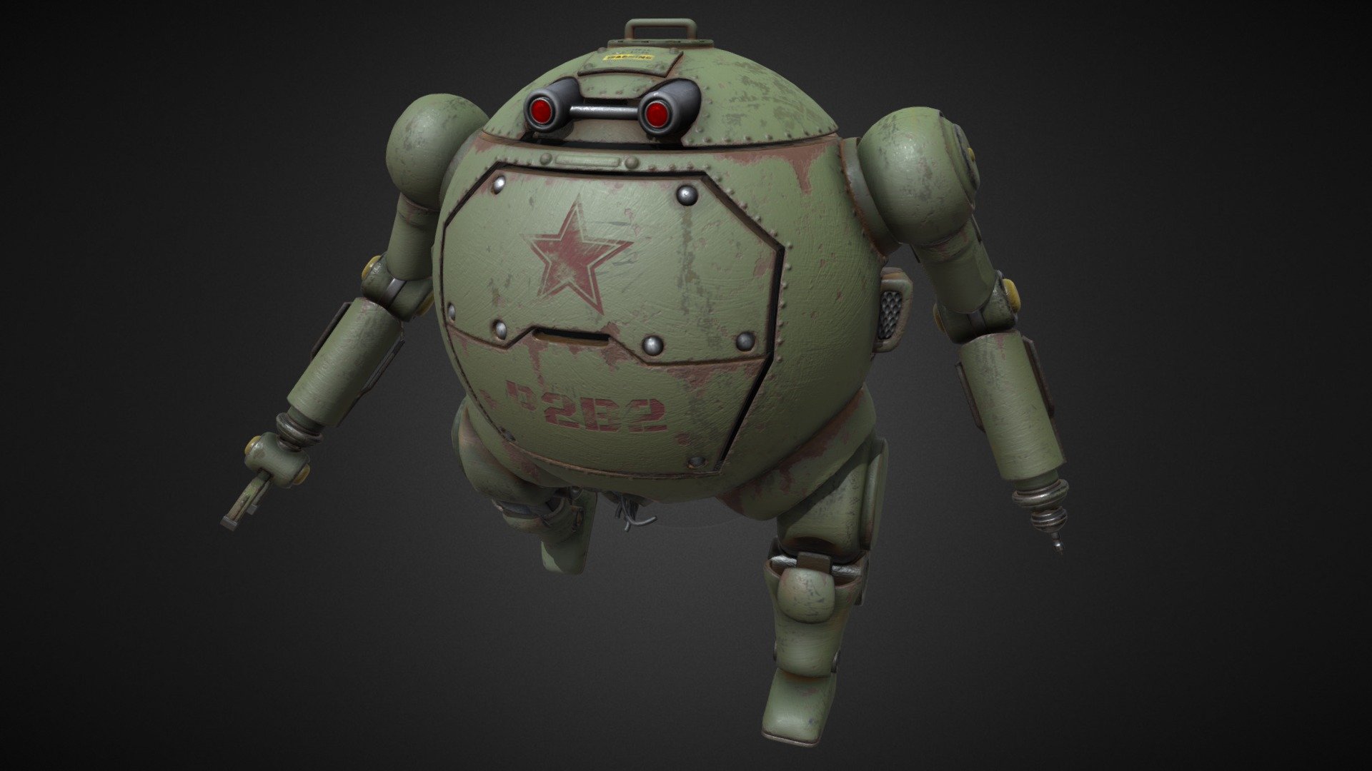 I am also on the UE Marketplace - https://www.unrealengine.com/marketplace/en-US/product/animated-arachno-demon
Robot model R2B2.
A mechanized organism, one of the earliest examples created before the invention of the polymer. It was intended for engineering work in especially dangerous areas, high temperature zones and dangerous places for human lives.
Soon, due to the clumsiness of these models, they had to be written off from the objects of work and thrown to hell.
But when the uprising of robots began, they became more active &hellip;
A fully armored hull allowed this robot to be where an ordinary person could not go - that is why it is not enough to defeat him by shooting him in the hull. First you need to knock him over with an explosion or heavy weapons: for example, a shotgun blast at close range. When he lies on his back, a weak zone opens between his legs (a hole where the wires stick out)