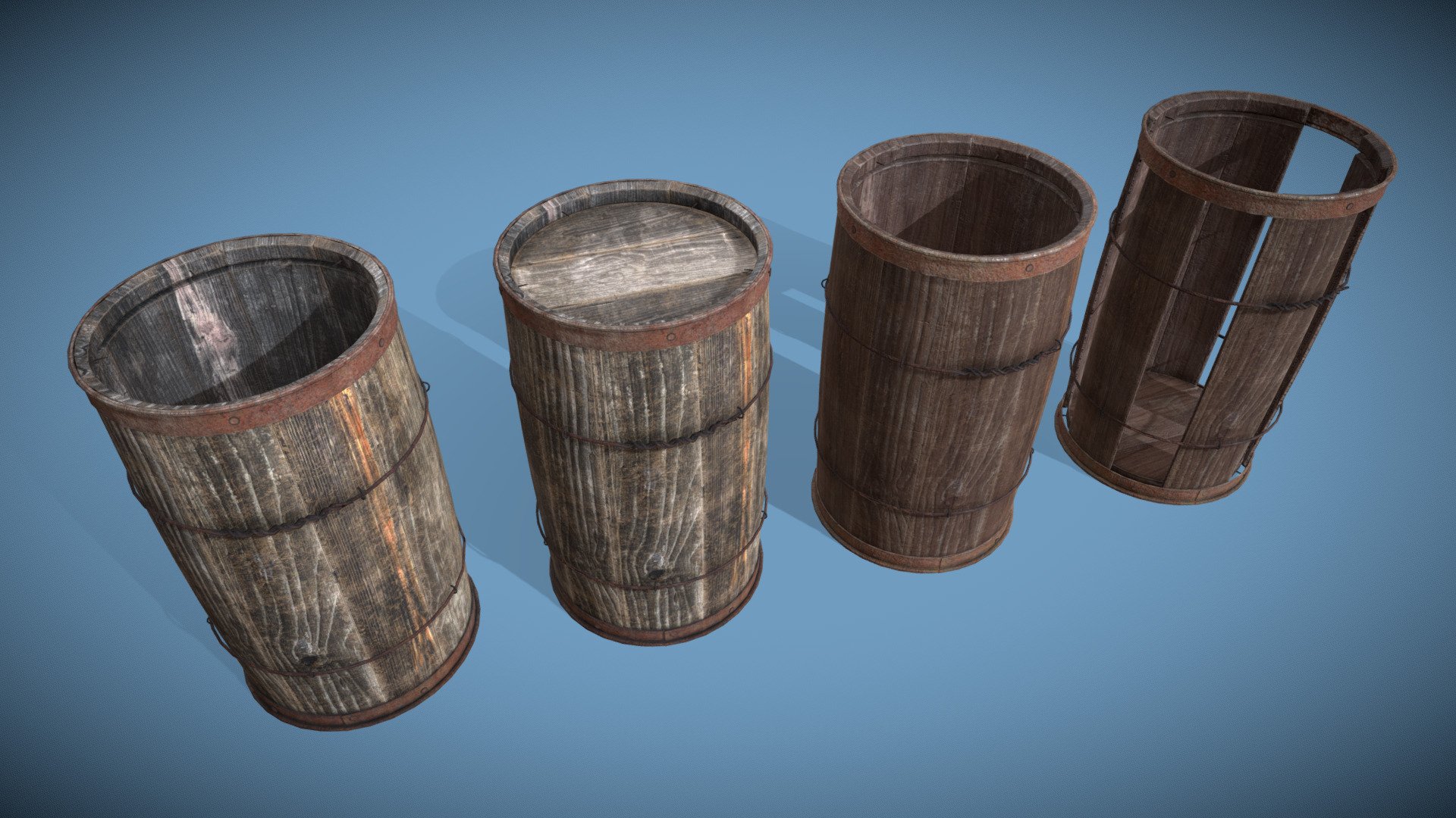 Crudely constructed Nail Barrels - not watertight, so only good for transporting solid materials.