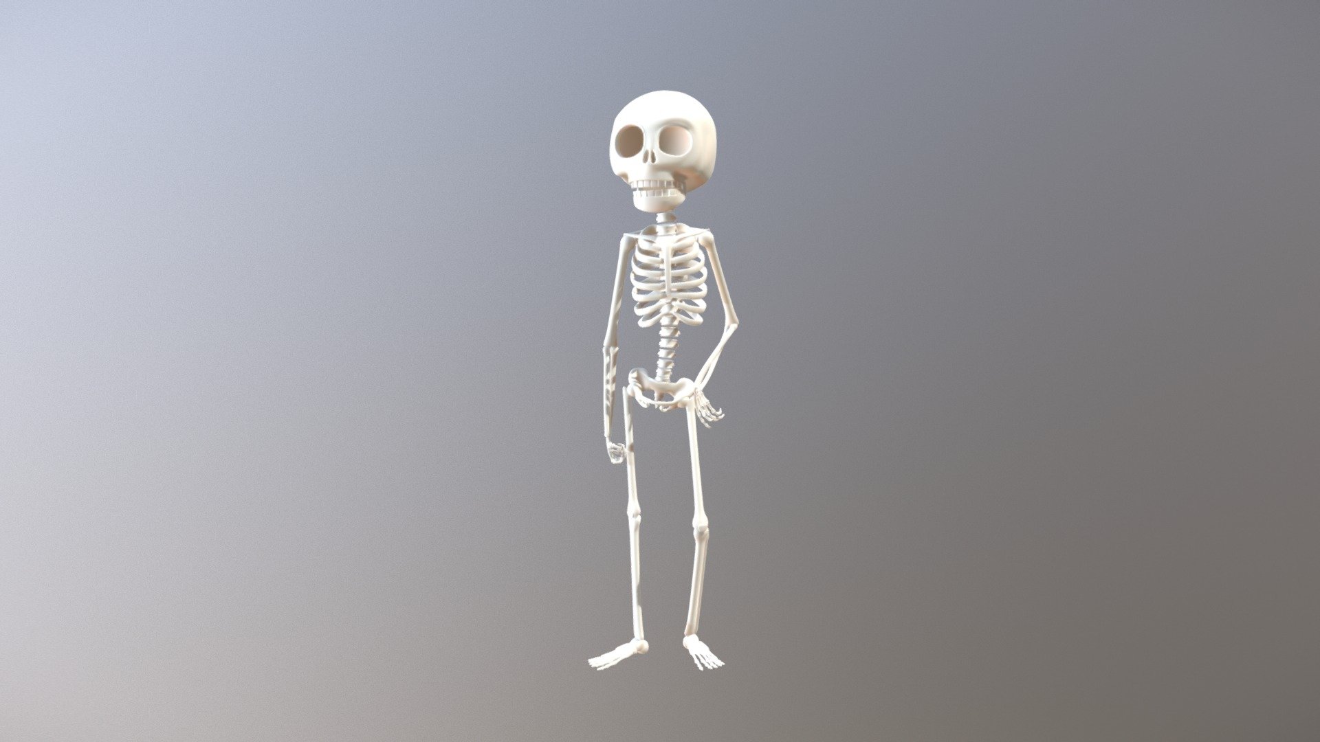 Created a 3D stylized skeleon model in spirit of Halloween! Modeled/rigged in Autodesk Maya. More renders: https://www.artstation.com/artwork/BG2Kr