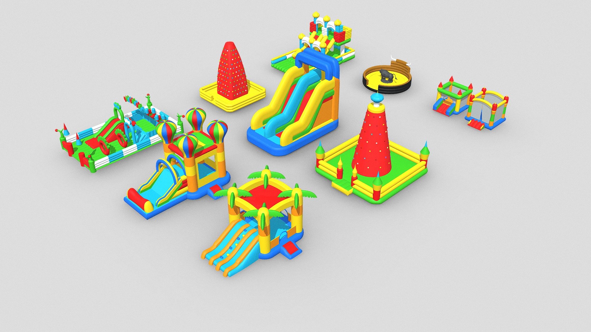 Inflatable Playgrounds for modern extreme sport equipment, sport jumping accessories, sport bouncing devices, recreational activity equipment, trampolining gymnastic sport.

Inflatable Playgrounds are a high quality, photo real 3d model that will enhance detail and realism to any of your rendering projects. The model has a fully textured, detailed design that allows for close-up renders, and was originally modeled in 3ds Max 2017 and rendered with V-Ray. Renders have no postprocessing.

Hope you like it!

Ready to render like the preview

Misc:





3d model in the archive has standard lighting




Preview images rendered with V-Ray Next




3D model ready to use in your projects



Please Download RAR File :

* All formats are in the RAR File  MAX, 3ds, FBX, Mtl, obj + Textures ***