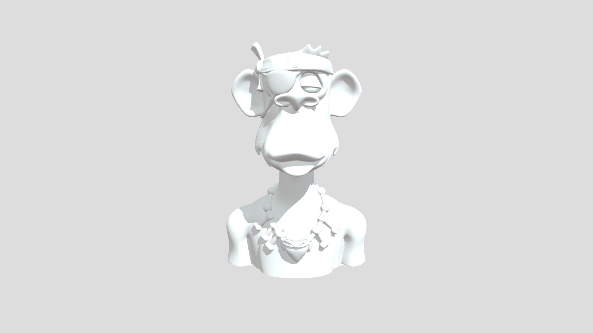 3D model inspired by the Bored Ape Yacht Club collection.

Properties:


Clothes: bone necklace
Earring: none
Eyes: eyepatch
Hat: sushi chef headband
Mouth: phoneme ooo
