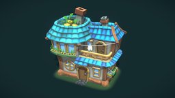 Rabbit House rabbit, toon, cartoony, cabin, carrot, rabbit-cartoon, handpainted, cartoon, house, stylized