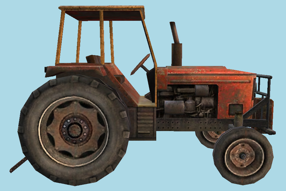 Farm Tractor Low Poly 3d model