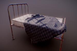 Old hospital bed bed, blanket, furniture, old, pbrtextures, pbr-shader, pbrtexture, pbr-texturing, pbr-game-ready, pbr-materials, substancepainter, asset, game, blender, pbr, gameart, gameasset, textured, gameready