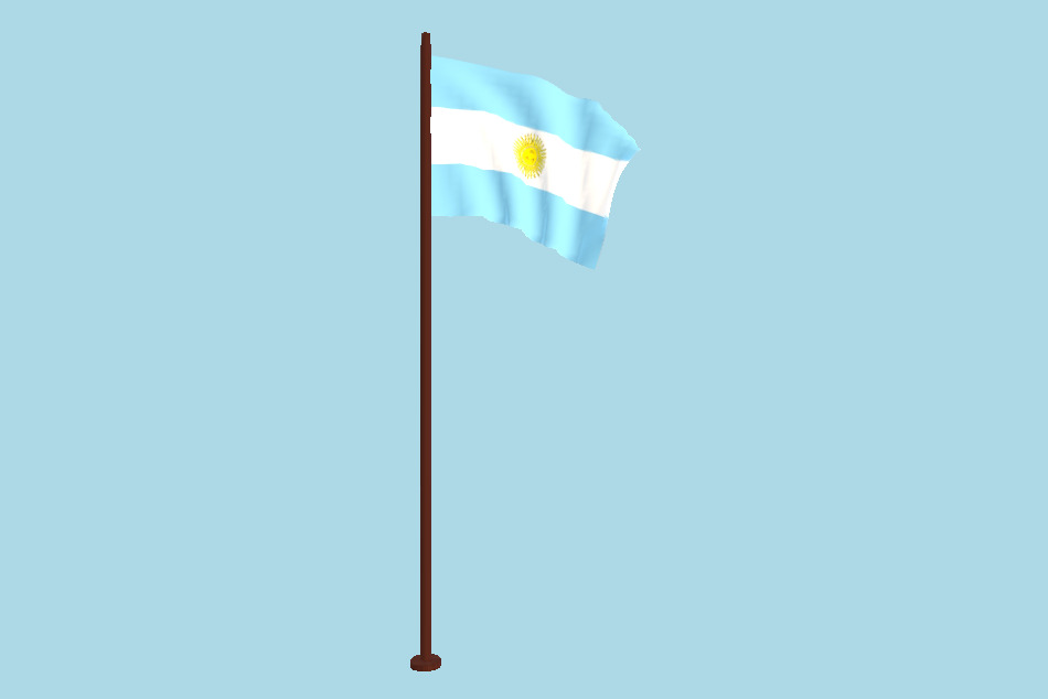 Argentina Flag Animated FBX Free Download 3d model