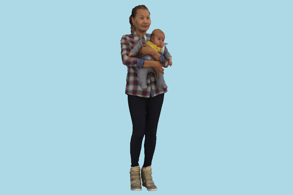 Woman with Baby 3d model