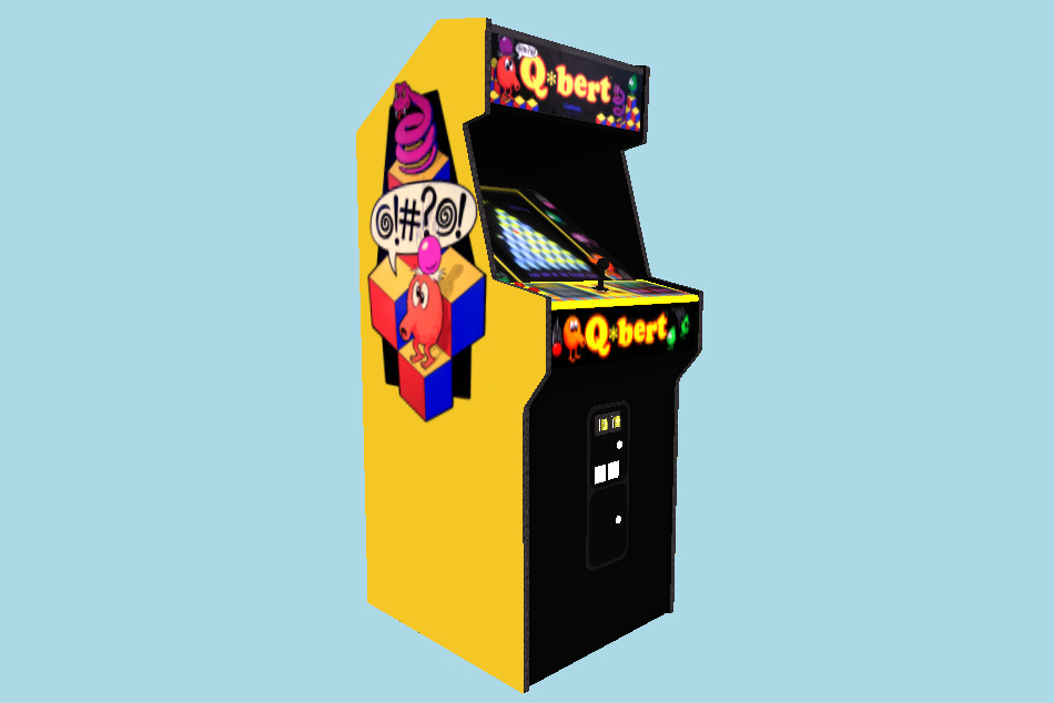 Q-bert Upright Arcade Machine 3d model