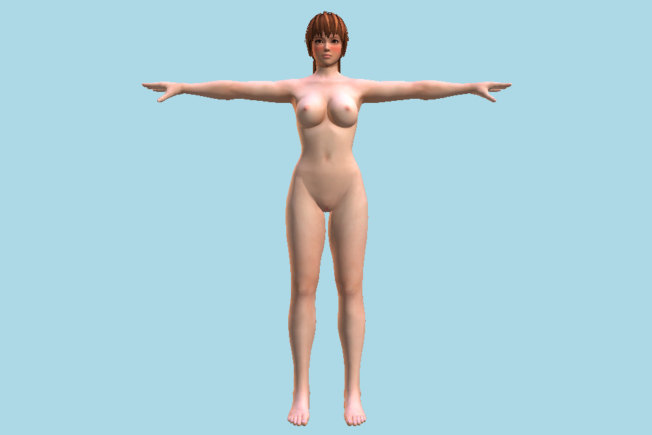 Kasumi Nude Girl Hair 2 3d model