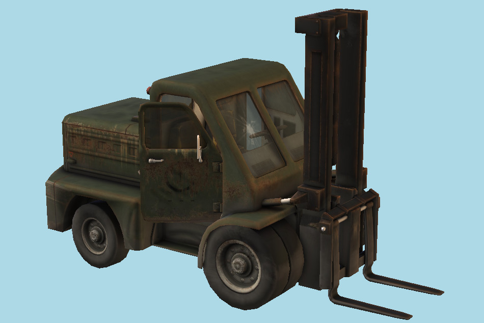 Old Heavy Forklift 3d model
