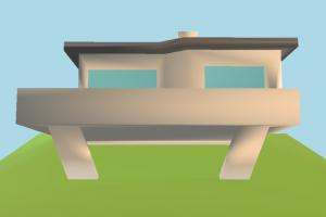 House Low-poly house, home, building, build, apartment, flat, residence, domicile, structure, small, hill, cartoon, lowpoly