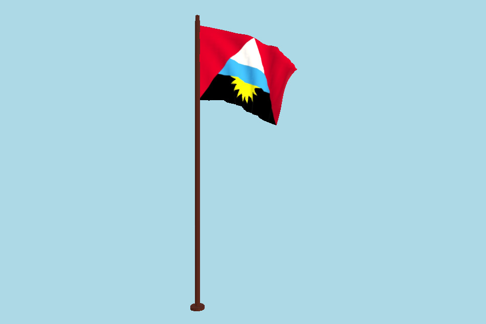 Antigua and Barbuda Flag Animated FBX Free Download 3d model