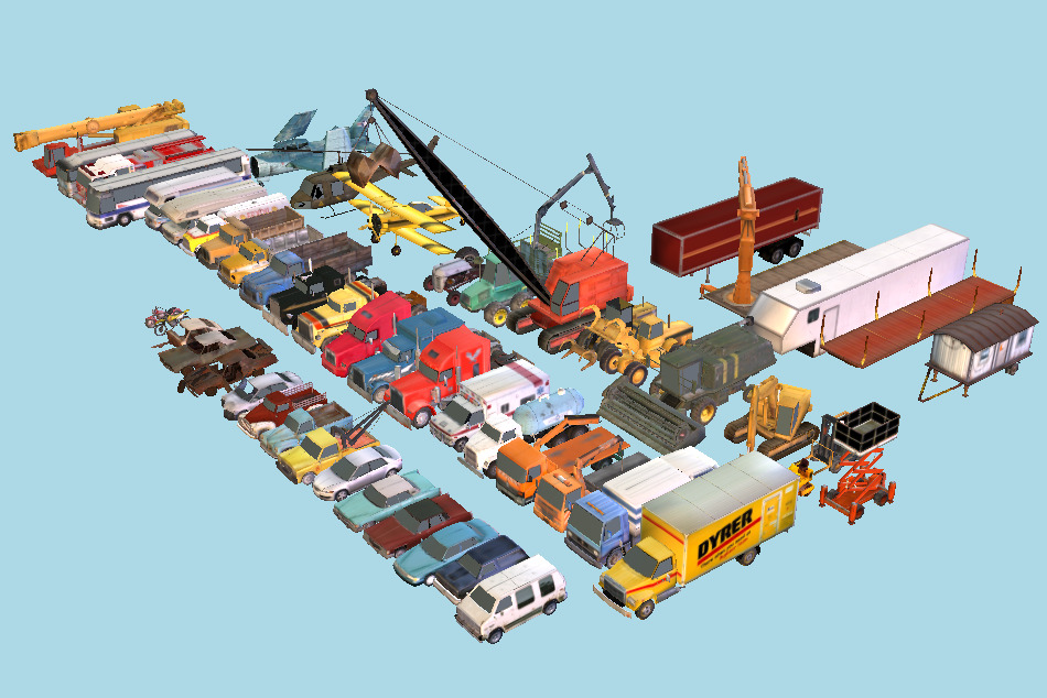 FlatOut 2 - 54 Cars and Trucks Collection Lowpoly 3d model
