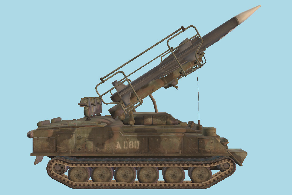 2K12 Kub (surface-to-air missile system) Military Tank 3d model